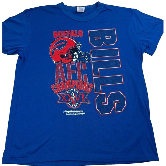 Vtg Buffalo Bills Football AFC Champions 1992 Garan Shirt Men's XL Blue Made USA